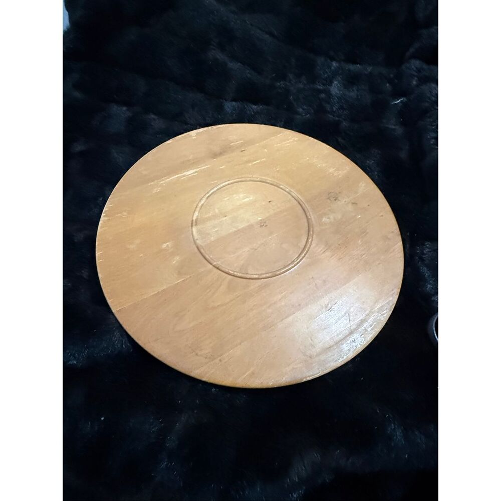 VTG Munising  Wood Lazy Susan 16"  Farmhouse Folk Art Kitchen Decor